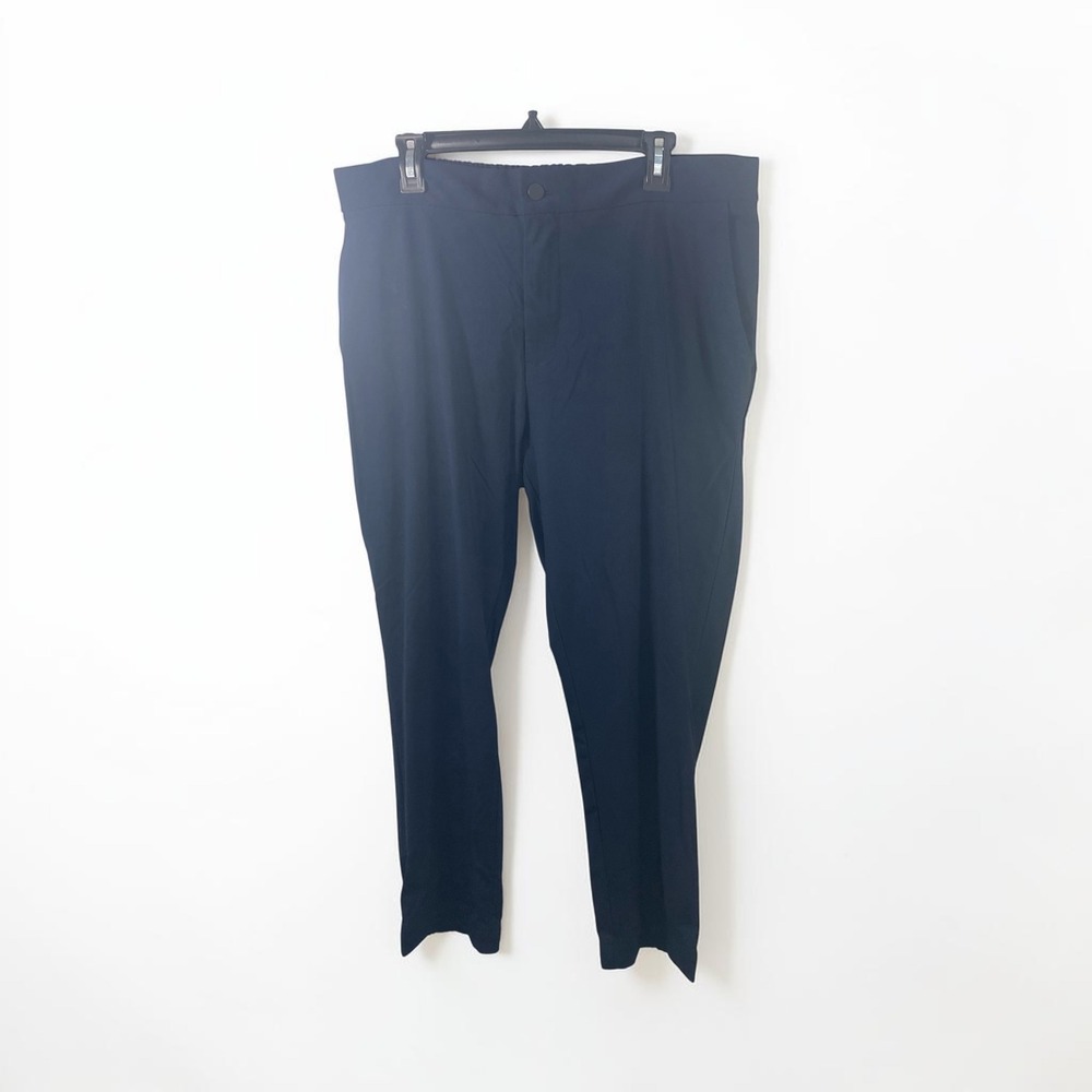 Van Heusen Mens Navy Blue Dress Pants 38x30 Elastic Waist Tapered Trousers